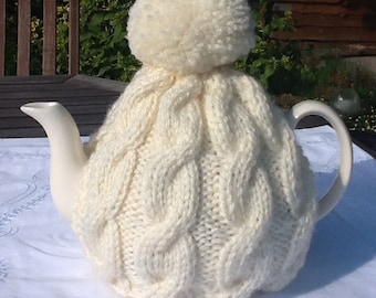 Aran knitted tea cosy  fits 4-6 cup pot