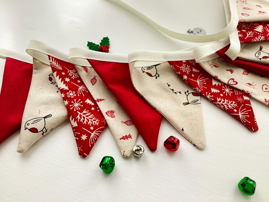 Scandi Flags Scandi Christmas Bunting - 12 Small Flags, Scandi Stars, Hearts, Trees ...