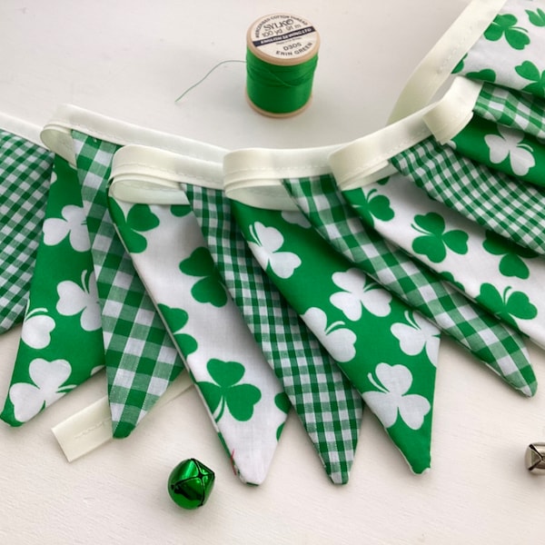 Irish small flag  bunting ,Luck of the Irish - Fabric Garland, Bedroom Decor, St Patricks Day