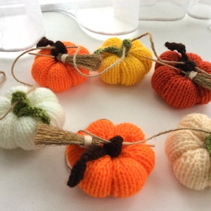 Pumpkin garland, halloween decoration, pumpkin decoration with alternate brooms perfect for fall