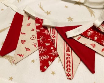 Scandi Christmas Bunting -  12 small flags 2.1m with ties