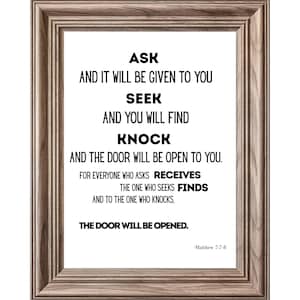 Matthew 7:7-8 Wall Art – Ask Seek Knock Scripture Printable – Christian Digital Download – Minimalist Bible Verse Decor - Black & White Art
