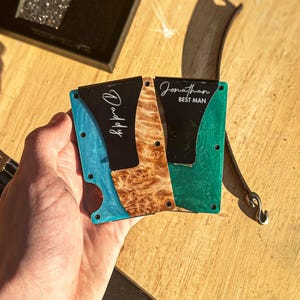 Cartera de madera de resina elegante, clip para billetes, tarjetero, regalo de cartera, cartera de madera, regalos para hombres, carteras para hombres, cartera para hombres, personalizada