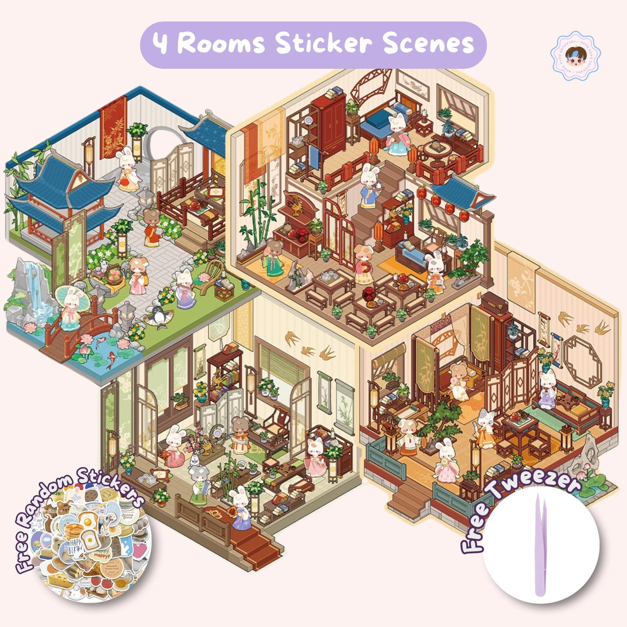 Spring Edition Isometric Sticker Scene Pack 4 Themes, Deco Sticker, Miniature Sticker Set, Busy Book, Cute Kawaii Sticker Sheet, Slow Living