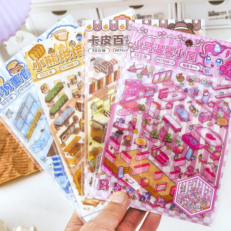 Isometric Sticker Scene Pack: Kawaii Miniature Stickers - Etsy