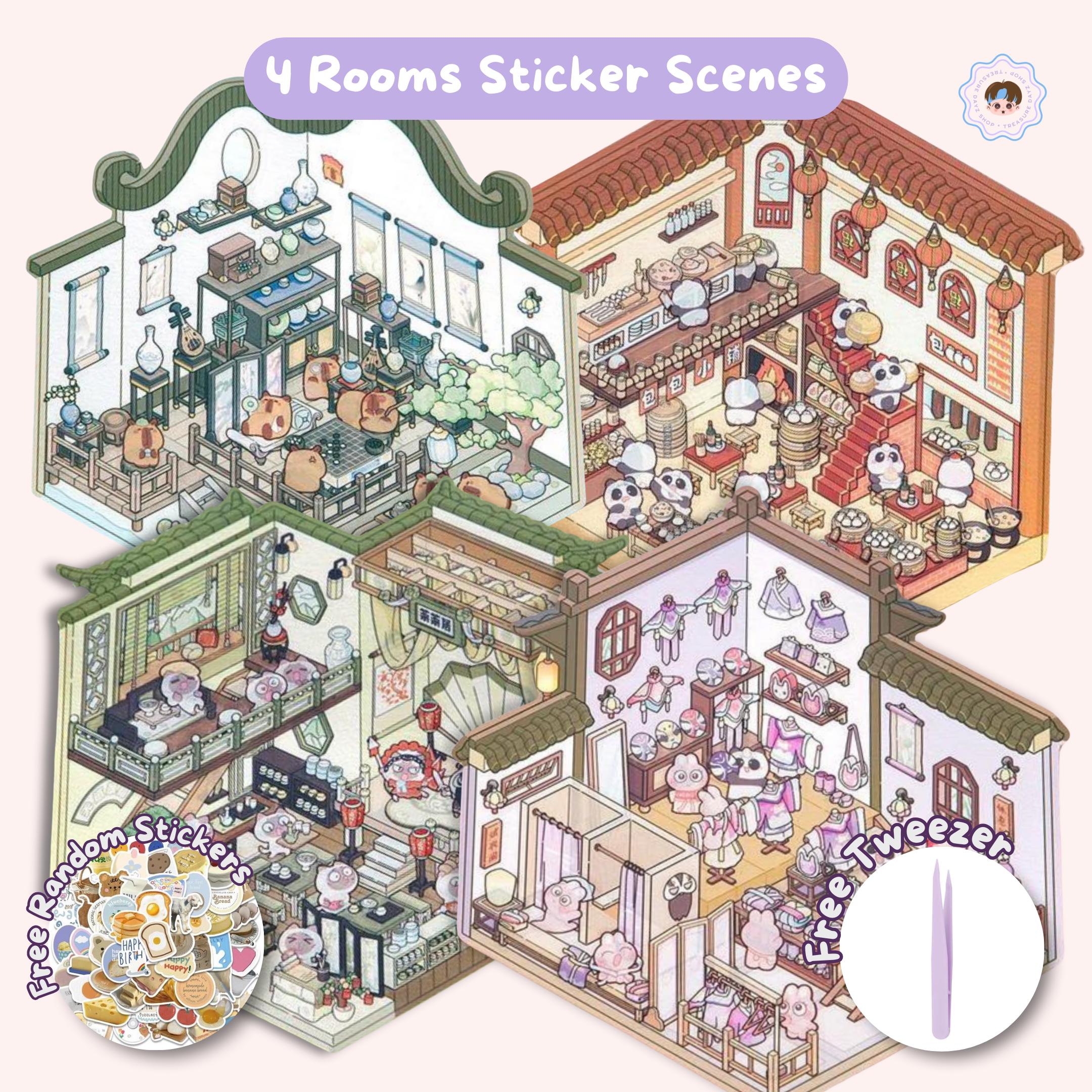 Isometric Sticker Scene Pack, Deco Sticker, Miniature Sticker Set, Busy Book, Cute Kawaii Japanese Korean Sticker Sheet, Slow Living