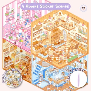 Isometric Sticker Scene Pack, Deco Sticker, Miniature Sticker Set, Busy Book, Cute Kawaii Japanese Korean Sticker Sheet, Slow Living