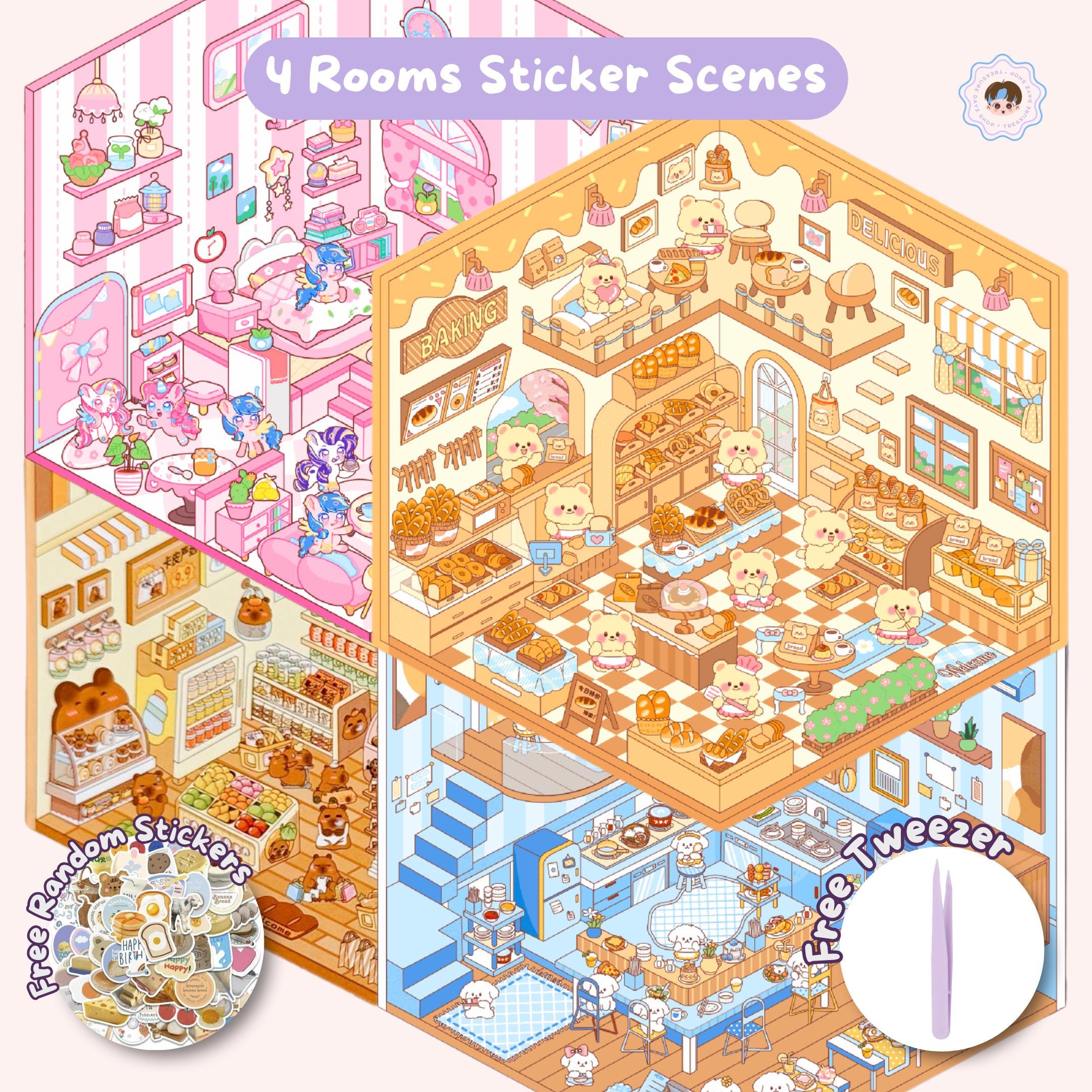 Isometric Sticker Scene Pack: Kawaii Miniature Stickers - Etsy