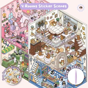 Sommer Edition Eishütte Sticker Szene, DIY Isometrische Sticker Pack, Deko Sticker, Süßer Kawaii Japanischer Koreanischer StickerBogen