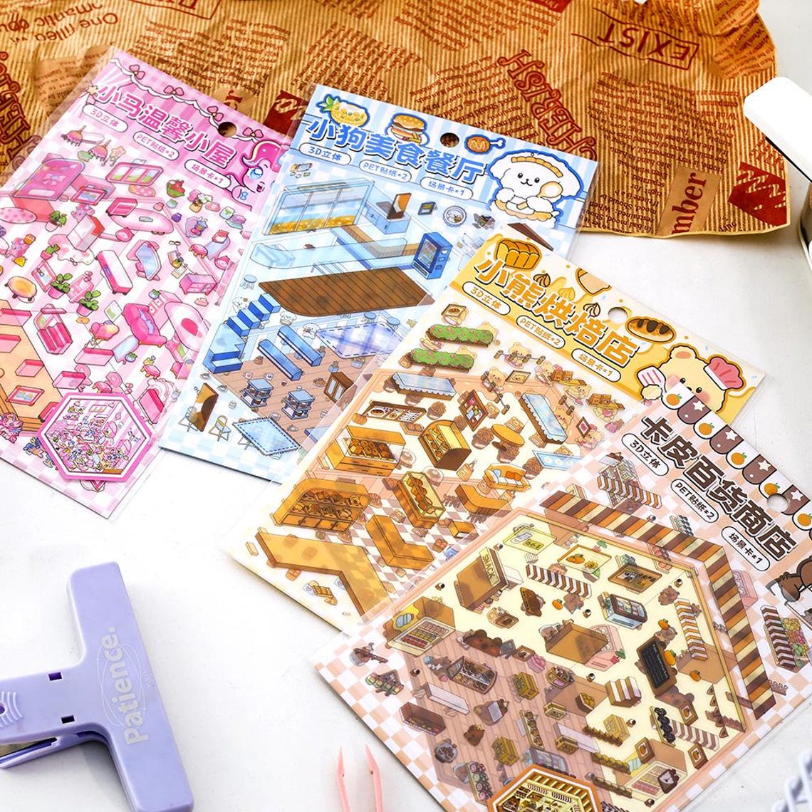 Isometric Sticker Scene Pack: Kawaii Miniature Stickers - Etsy
