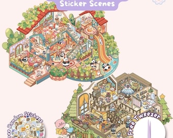 Fall Sticker Scene: Extra Large Isometric Kawaii Stickers
