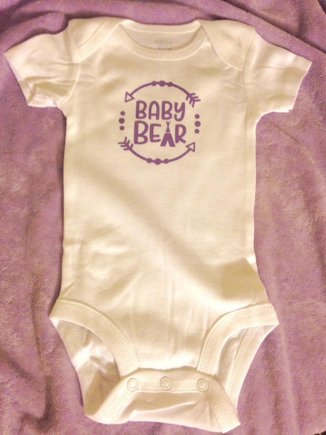 Purple and White Baby Bear Onesie Baby Girl Etsy