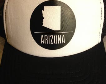 Arizona black and white trucker hat