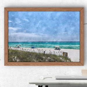 Serene Coastal Escape Digital Beach Watercolor Painting - Perfect for Home Decor, Wall Art, Ocean Lovers - Instant Download Printable Art