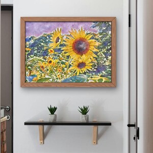 Sunflower Field Watercolor Painting: