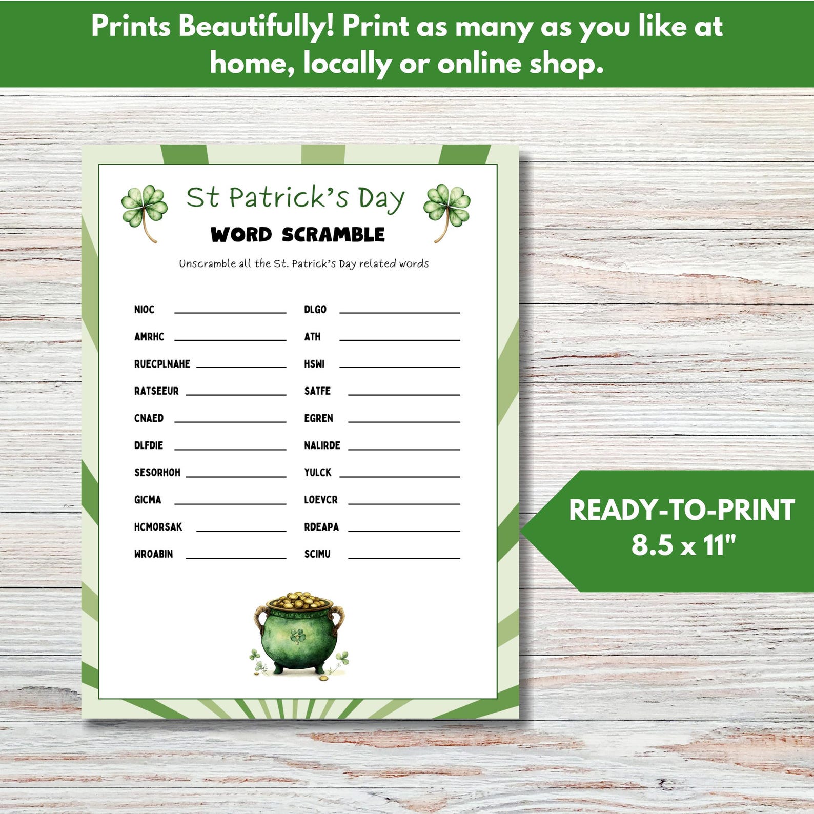 Printable St. Patrick’s Day Word Scramble | Fun Kids Activity | Holiday ...