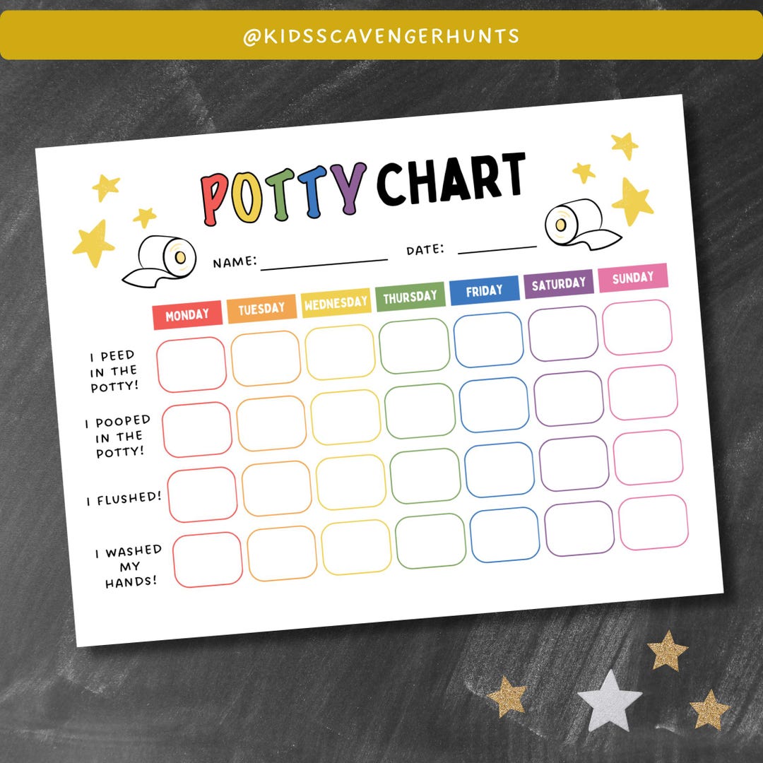 Printable Potty Training Chart for Toddlers | Printable Reward Chart ...