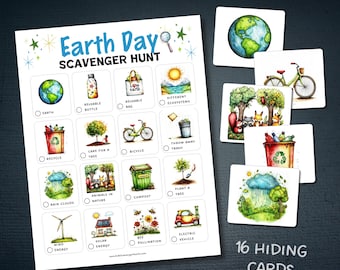Chasse au trésor du Jour de la Terre | Activité imprimable du Jour de la Terre pour les enfants | Jeu de Chasse dans la Nature | Apprentissage respectueux de l'environnement | Jeu amusant pour la classe en plein air