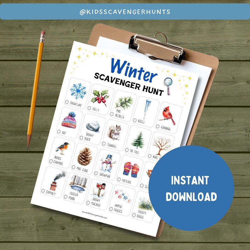 Printable Winter Scavenger Hunt | Nature Hunt for Kids | Outdoor Winter ...