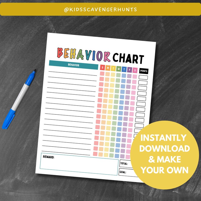Editable Behavior Chart for Kids | Positive Reward Chart | Canva ...