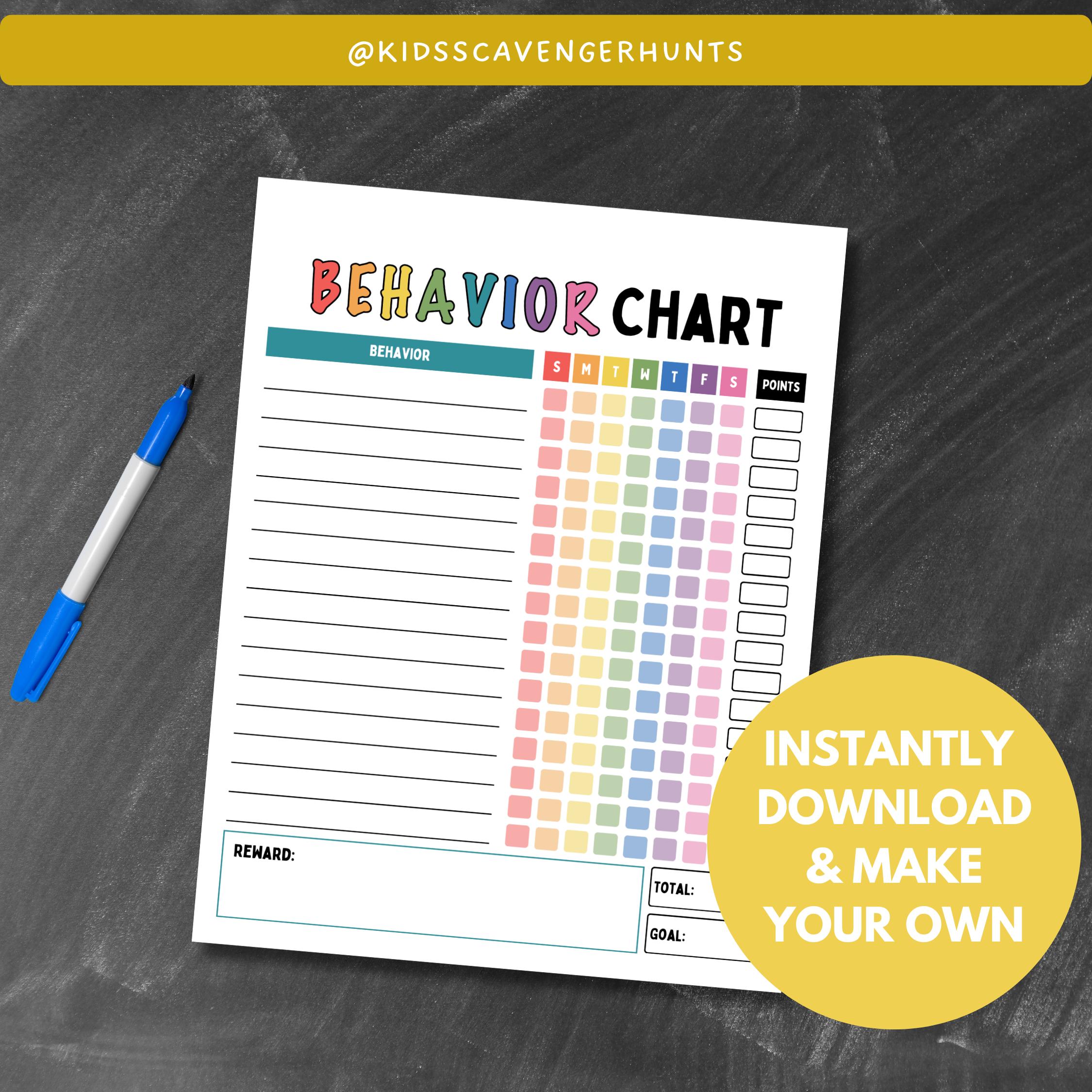 Editable Behavior Chart for Kids | Positive Reward Chart | Canva ...