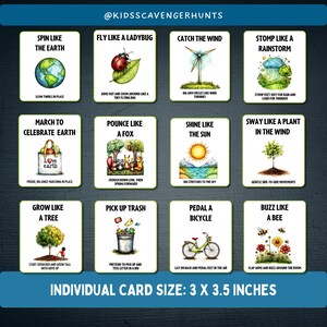 Peut inclure: Un jeu de 12 cartes illustr&eacute;es color&eacute;es avec des instructions pour une chasse au tr&eacute;sor. Chaque carte pr&eacute;sente une action diff&eacute;rente &agrave; r&eacute;aliser, comme "Tourner comme la Terre" ou "Voler comme une coccinelle". Les cartes mesurent 7,6 cm sur 8,9 cm.