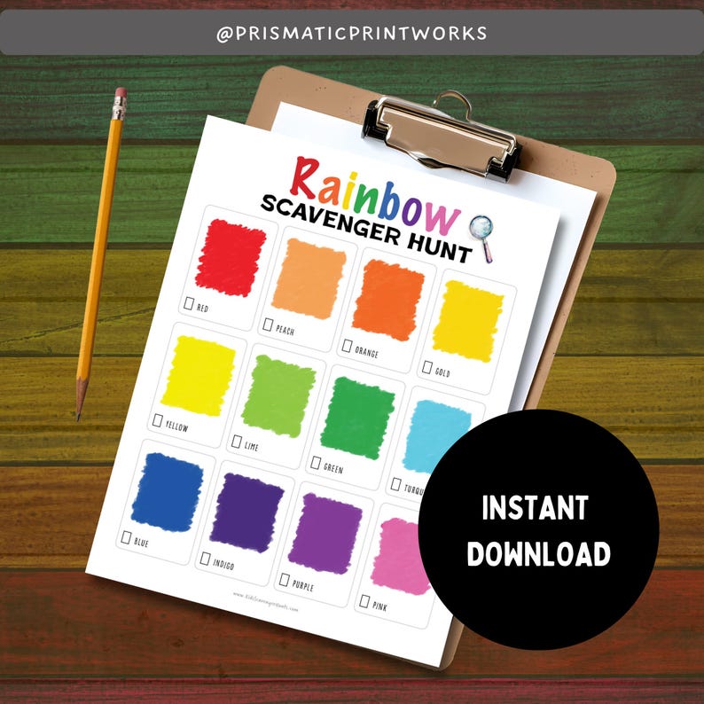 Printable Rainbow Scavenger Hunt | Color I Spy Game for Kids Ages 3-7 ...