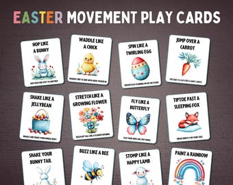 Easter Movement Cards Printable | Gross Motor Brain Break for Kids | Preschool Easter Activity