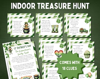 Printable St. Patrick’s Day Scavenger Hunt | Indoor Treasure Hunt with Clues | Fun Leprechaun Game for Kids | Party & Classroom Activity