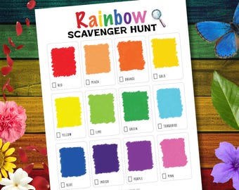Printable Rainbow Scavenger Hunt | Color I Spy Game for Kids Ages 3-7 | 12 Colors to Find