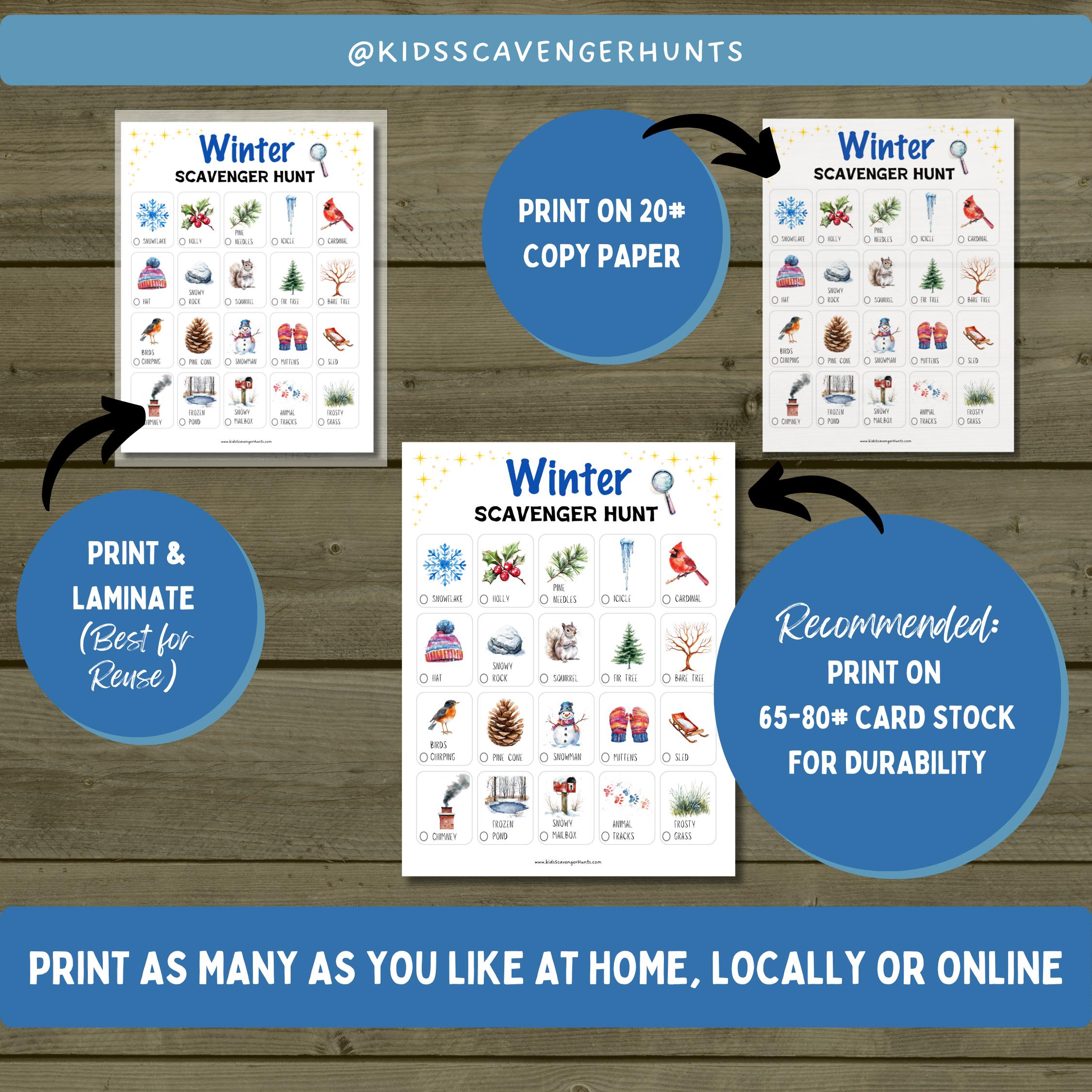 Printable Winter Scavenger Hunt | Nature Hunt for Kids | Outdoor Winter ...