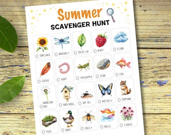 Printable Summer Scavenger Hunt | Nature Hunt for Kids | Outdoor Exploration Game | Camping Activity | Family Adventure | I Spy Nature Game