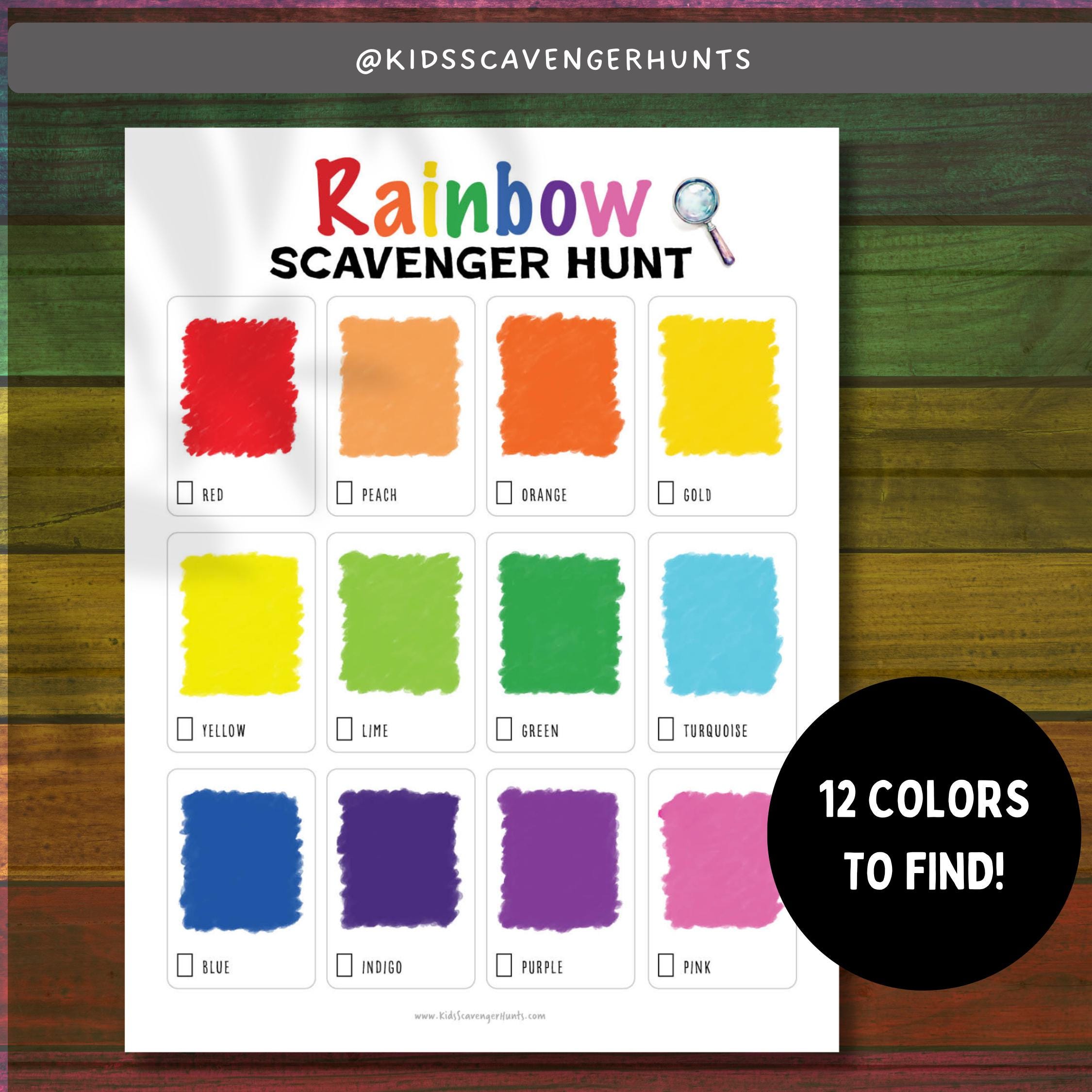 Printable Rainbow Scavenger Hunt | Color Scavenger Hunt for Kids ...