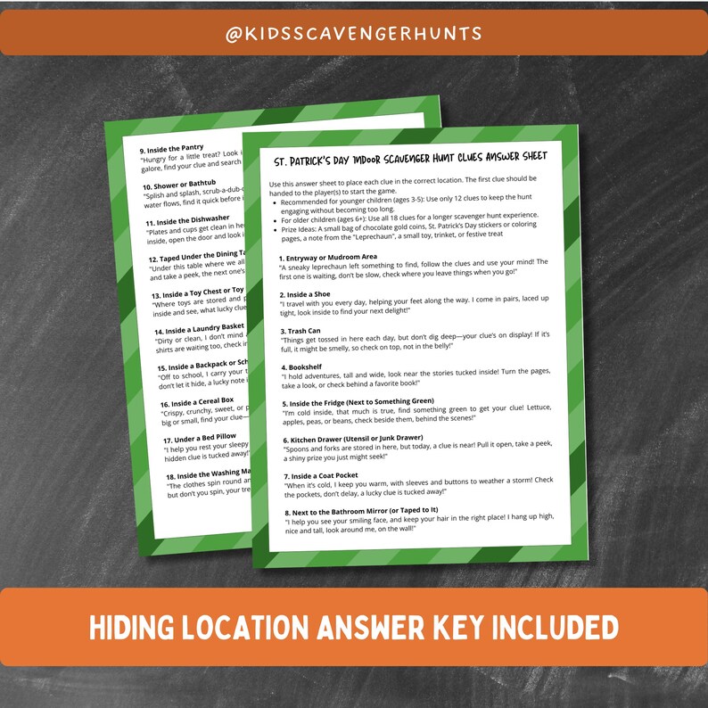 Printable St Patricks Day Indoor Scavenger Hunt | Colorable Clue ...