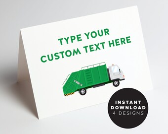 Instant Download Garbage Truck Party Food Label Tent Cards (Printable Digital File Only)