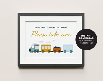 INSTANT DOWNLOAD Vintage Train Party Favour Sign (Printable Digital File Only)