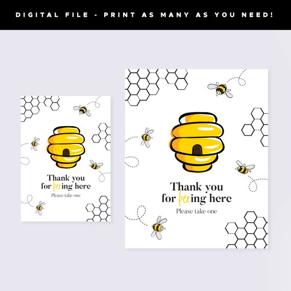 Honey Bee Printable Cupcake Toppers First Bee-day Editable 