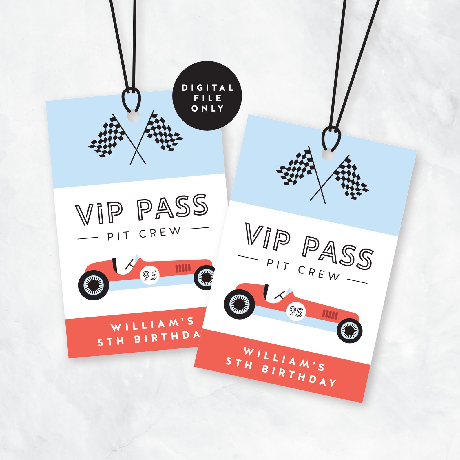Personalised Vintage Race Car Party VIP Pit Crew Pass | Etsy