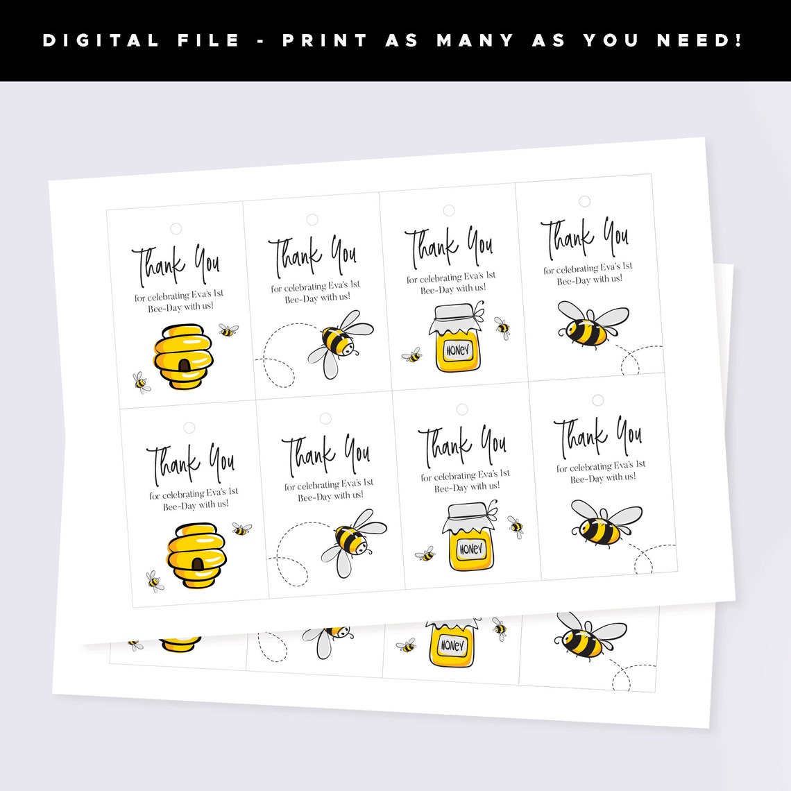 Personalised Honey Bee Party Favour Tags Printable Digital | Etsy