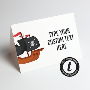 Editable Pirate Party Food Label Tent Cards, Printable Pirate Party Place Cards, Pirate Party Name Labels, Editable Template, Digital File