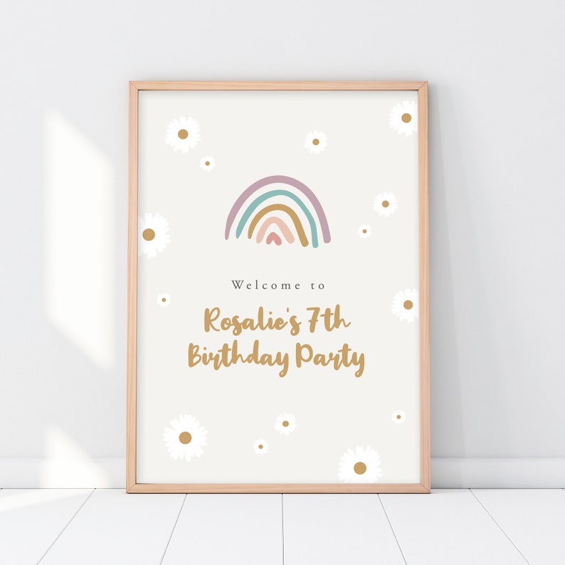 Boho Rainbow Milestone Birthday Board Sign For Girls Digital File Only