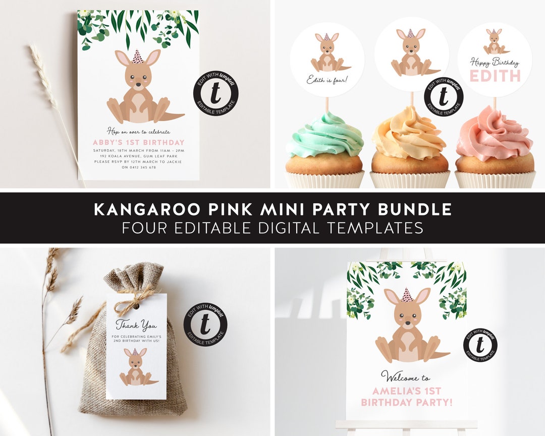 Kangaroo Editable Party Printable Bundle, Kangaroo Party Printable ...