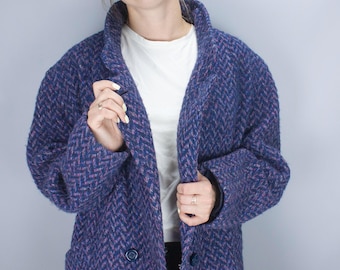 Vintage Irish Tweed Jacket UK 18 EU 44 | Castleisland Wool Herringbone Coat