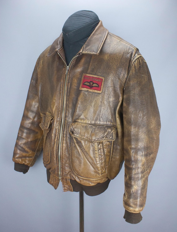 Vintage Charles Chevignon Mens Leather Brown Flight Jacket Vintage Charles Chevignon Mens Leather Brown Flight Jacket