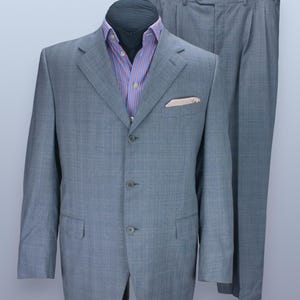 Canali Men&#39;s Glen Plaid Suit | Super 120s Wool | 54R | Elegant Business & Formal Wear | Timeless Luxury