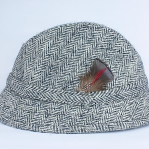 Vintage Harris Tweed Mens Herringbone Hunting Bucket Hat Lined Wool Size SML 53CM