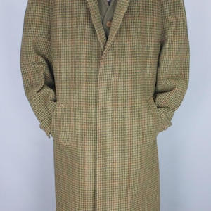 P & J Haggart Vtg Tweed Balmacaan Overcoat – Glencheck Houndstooth Wool Coat, Mens Raglan Winter Jacket, Tailored British Style, Size 46