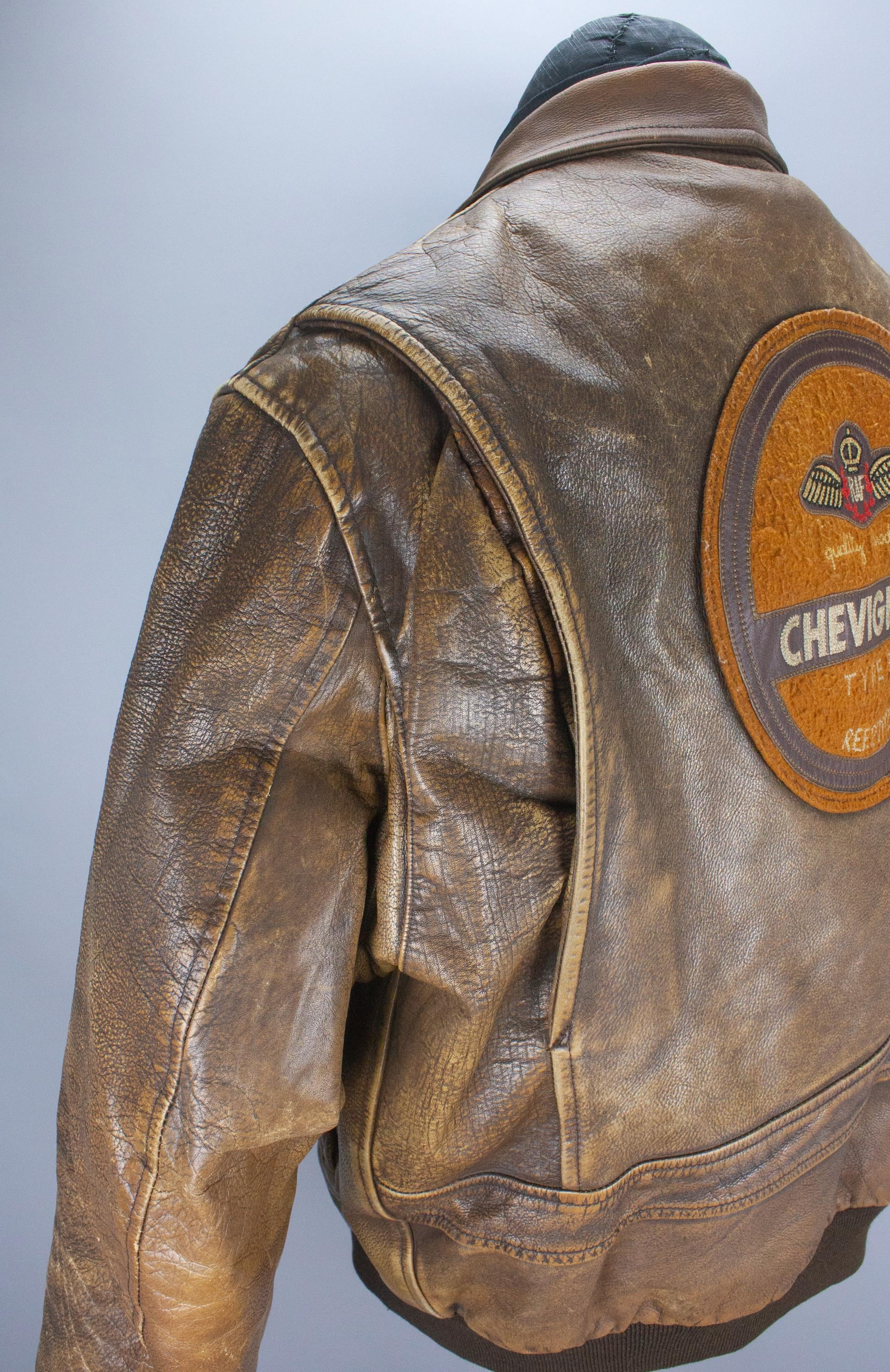 Vintage Chevignon Mens Leather Brown Aviator Flight Jacket 80s/90s