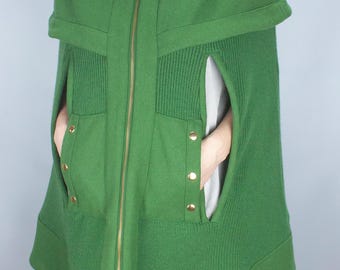 Chaqueta tipo capa Anthropologie de mezcla de lana verde medio, abrigo militar Madchen Fatigue Finery para mujer