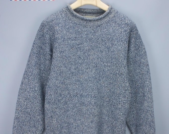 Jersey de punto de lana virgen pura Nor Easterly gris azulado, talla pequeña para hombre.